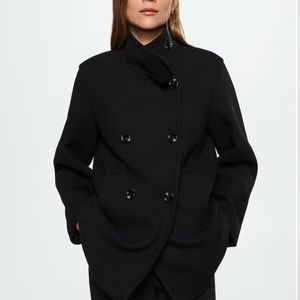 NEW with Tags Mango Wool Double Breasted FUNNEL NECK COAT
